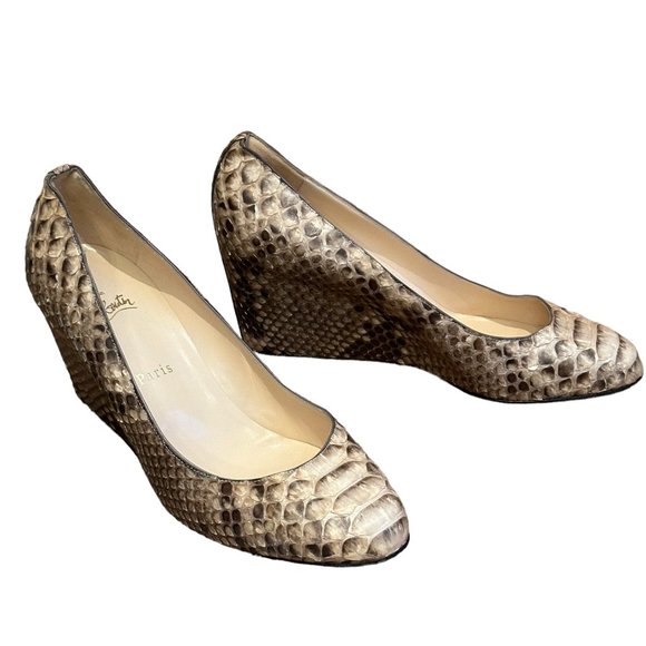 Christian Louboutin Authentic Python Wedge Heel, Size 40 EU - Picture 1 of 11
